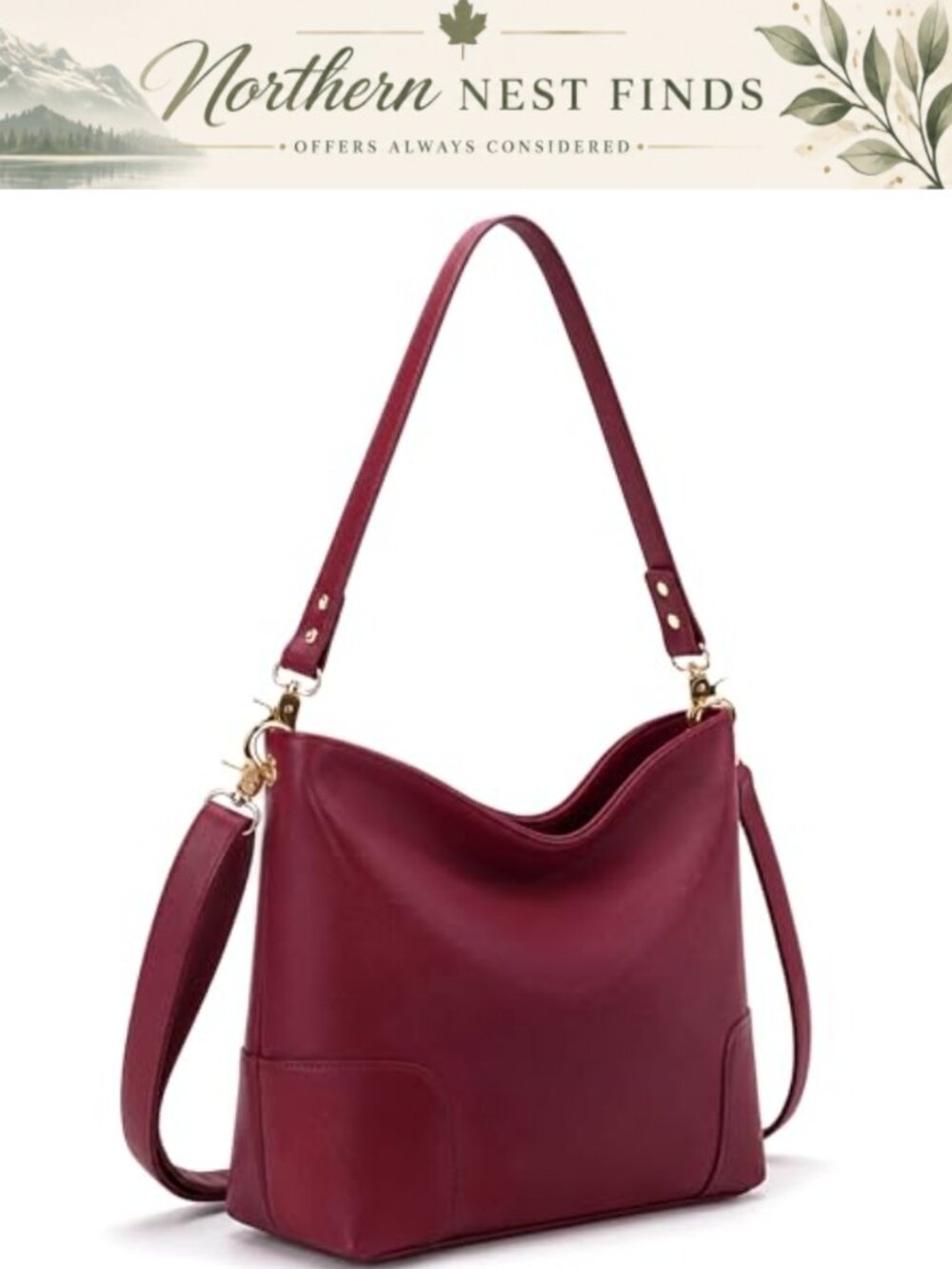 Soft PU Leather Bucket Purse Large Crossbody Shoulder Bag Hobo